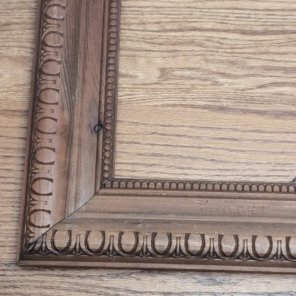 Vintage Ornate Wood Picture Frame 18x15 Brown Decorative Carving The Rose